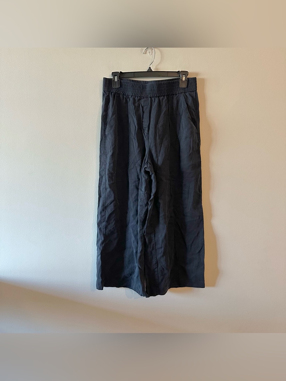 Topshop High Rise Wide Leg Soft Faded Black Crop Pants 8 Minimalist